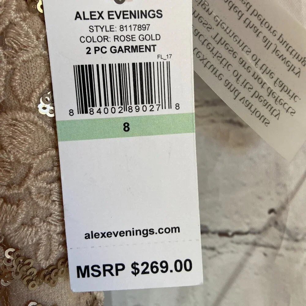 Alex Evenings Floral Embroidered Gown With Shawl - Picture 7 of 9